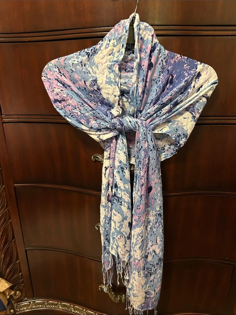 Abstract Watercolor Curtain Panel in Blue, Pink & Cream